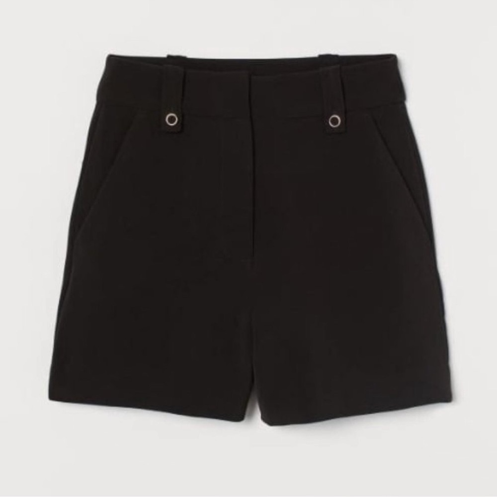 A386 H&M Tailored Shorts Women's Size 6 High Waist Wide Leg Black Dress Shorts